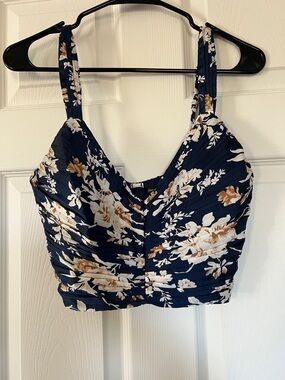 Abercrombie & Fitch Navy Floral Crop Top
